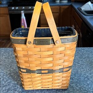 Longaberger Tan and Black Woven Basket